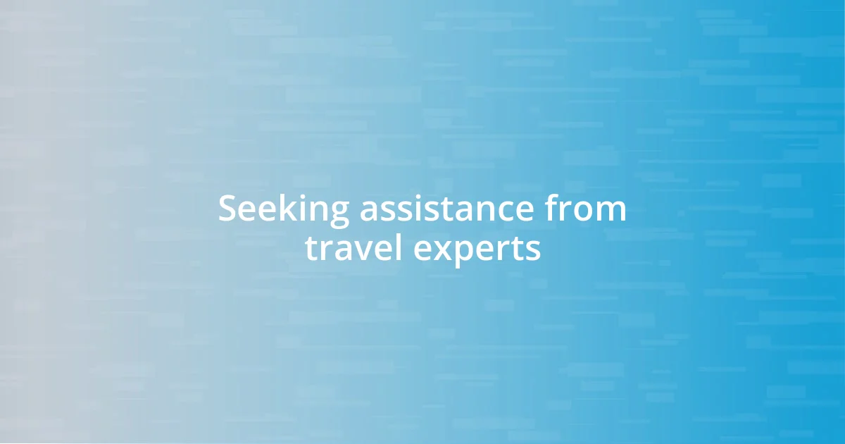 Seeking assistance from travel experts