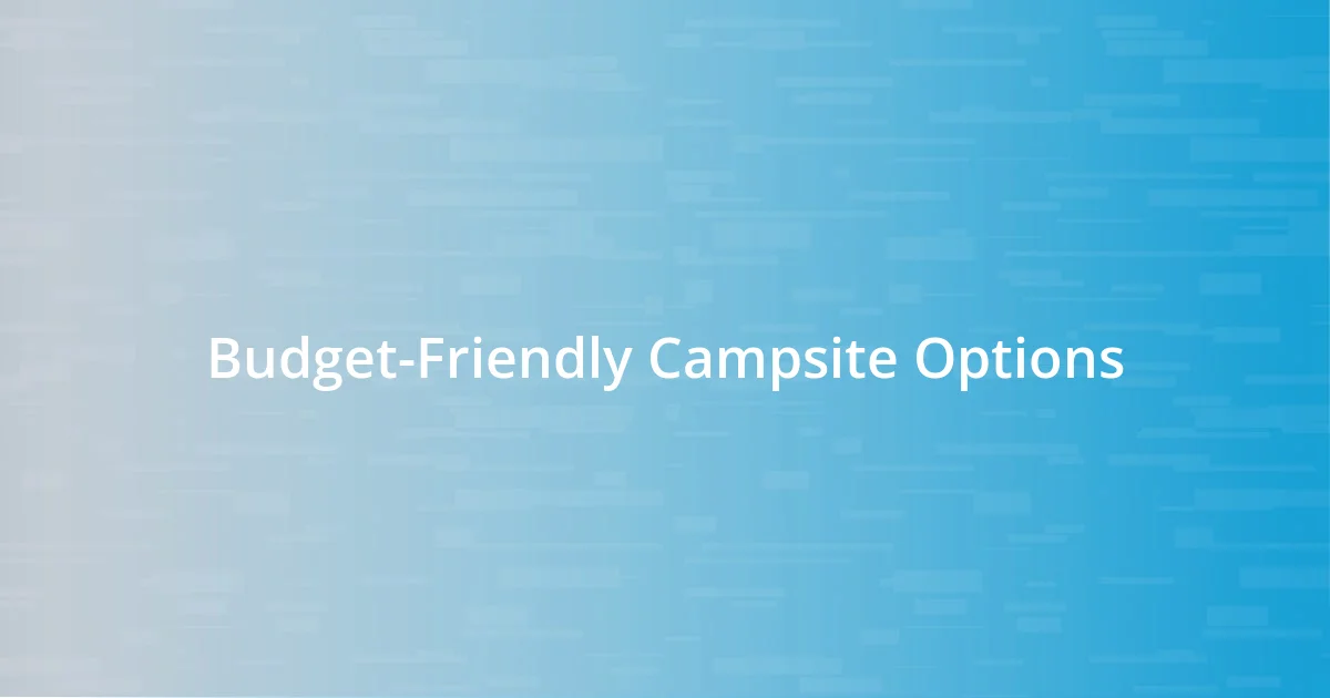 Budget-Friendly Campsite Options