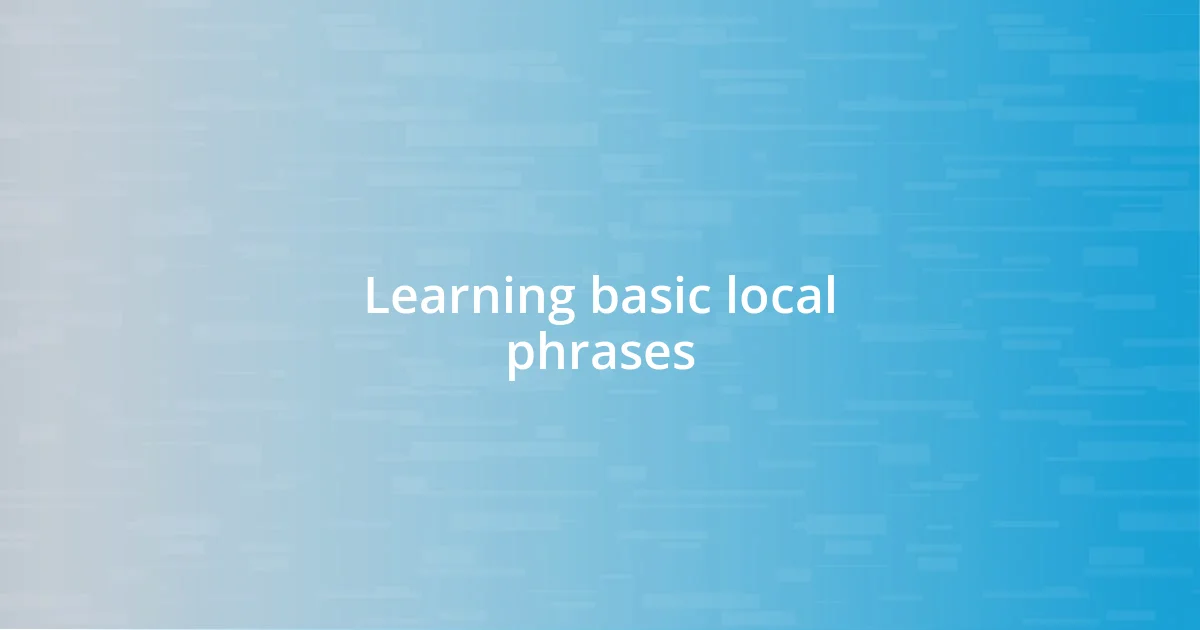 Learning basic local phrases