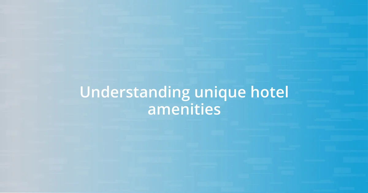 Understanding unique hotel amenities