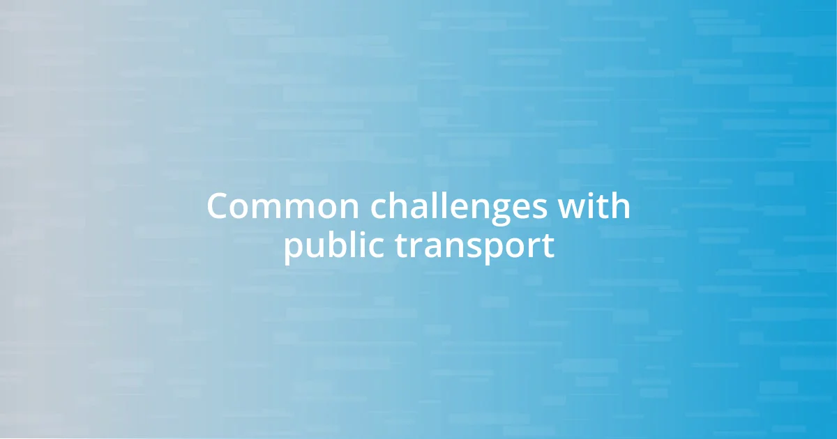 Common challenges with public transport