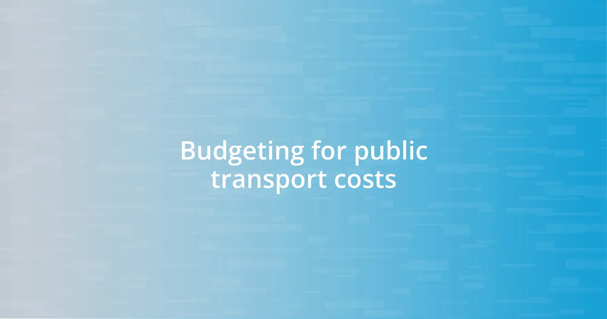 Budgeting for public transport costs